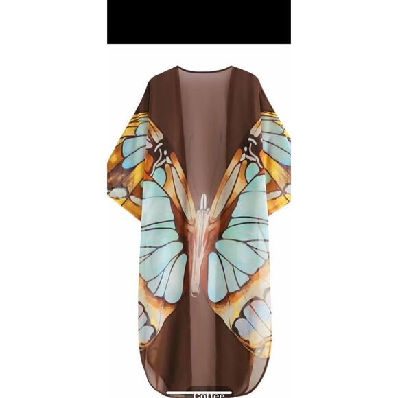 Beautiful butterfly, kimono/cover up with lace butterfly hoop earrings - Picture 7 of 13